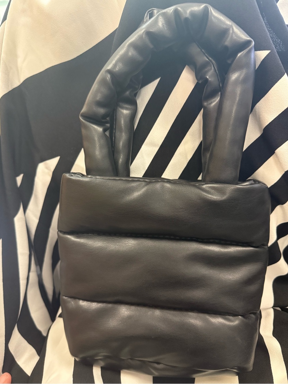 Black Quilted Puffer mini tote purse 7.5” x 7.5”